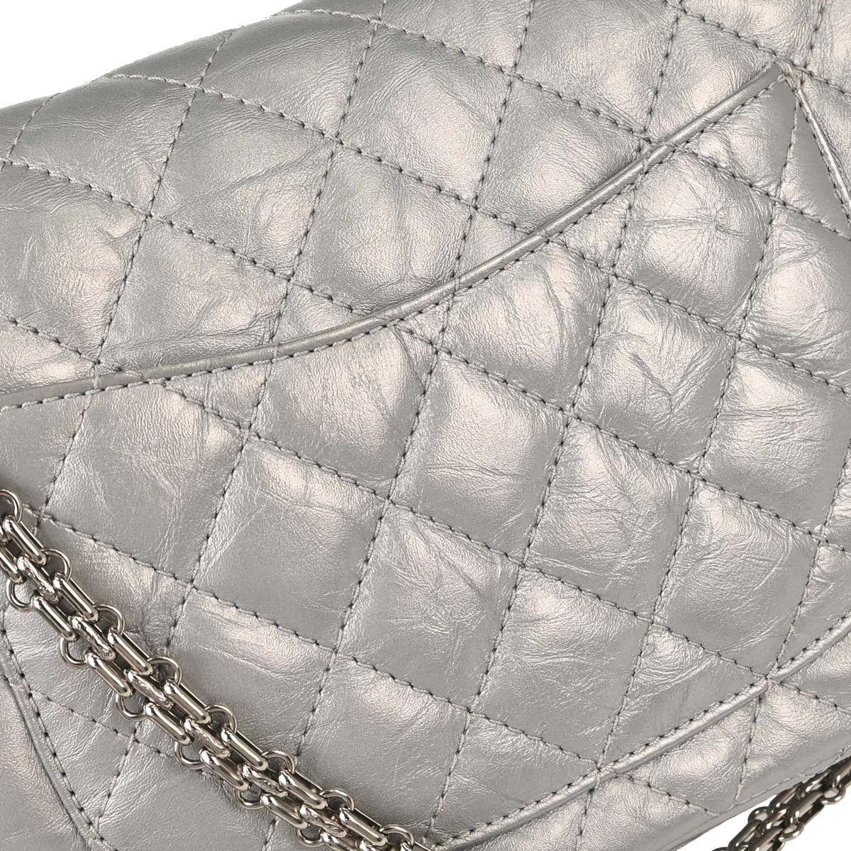 Chanel Reissue 2.55 Double Compartment Flap Bag Quilted Aged Calfskin Silver Calfskin Shoulder Bag Bag (Pre-Loved)