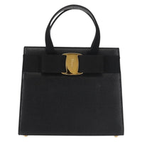 Salvatore Ferragamo Convertible Vara Bow Tote Leather Black Leather Bag (Authentic Pre-Loved)