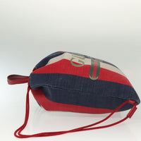 Gucci Logo Drawstring Backpack Striped Canvas Multicolour Canvas Backpack Bag (Authentic Pre-Loved)