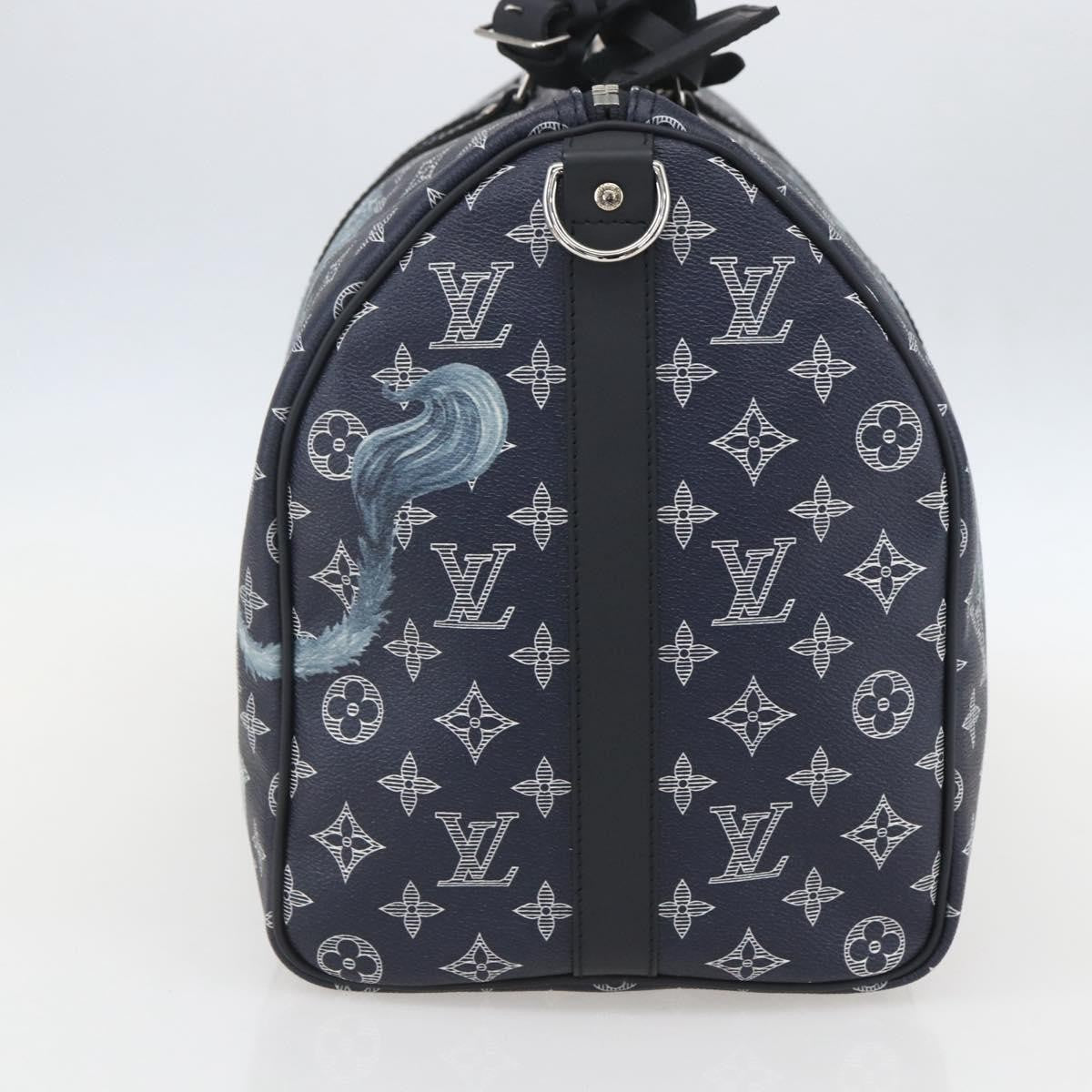Louis Vuitton Keepall Bandouliere Bag Limited Edition Chapman Savane Monogram Canvas Navy Canvas Travel Bag Bag (Authentic Pre-Loved)