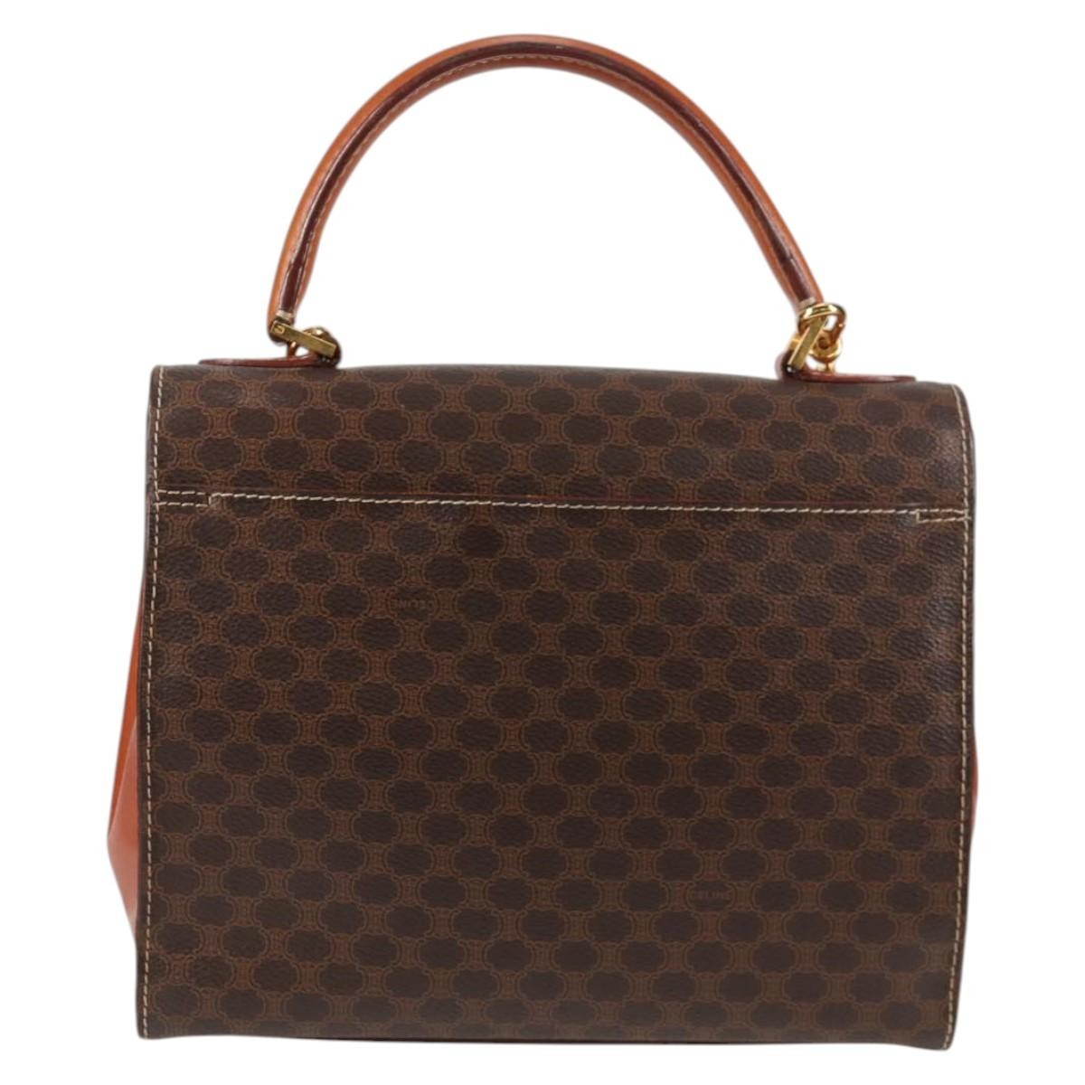 Celine Vintage Convertible Top Handle Bag Macadam Coated Canvas Brown Canvas Bag (Authentic Pre-Loved)
