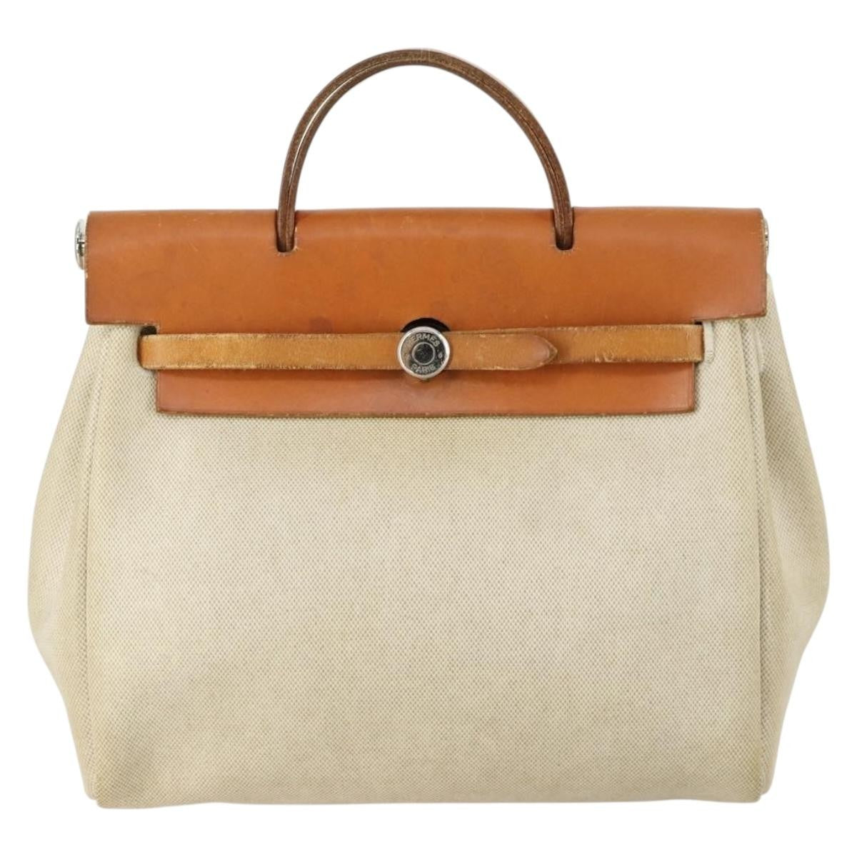 Hermes Herbag A Dos Backpack Toile Beige Canvas Backpack Bag (Authentic Pre-Loved)