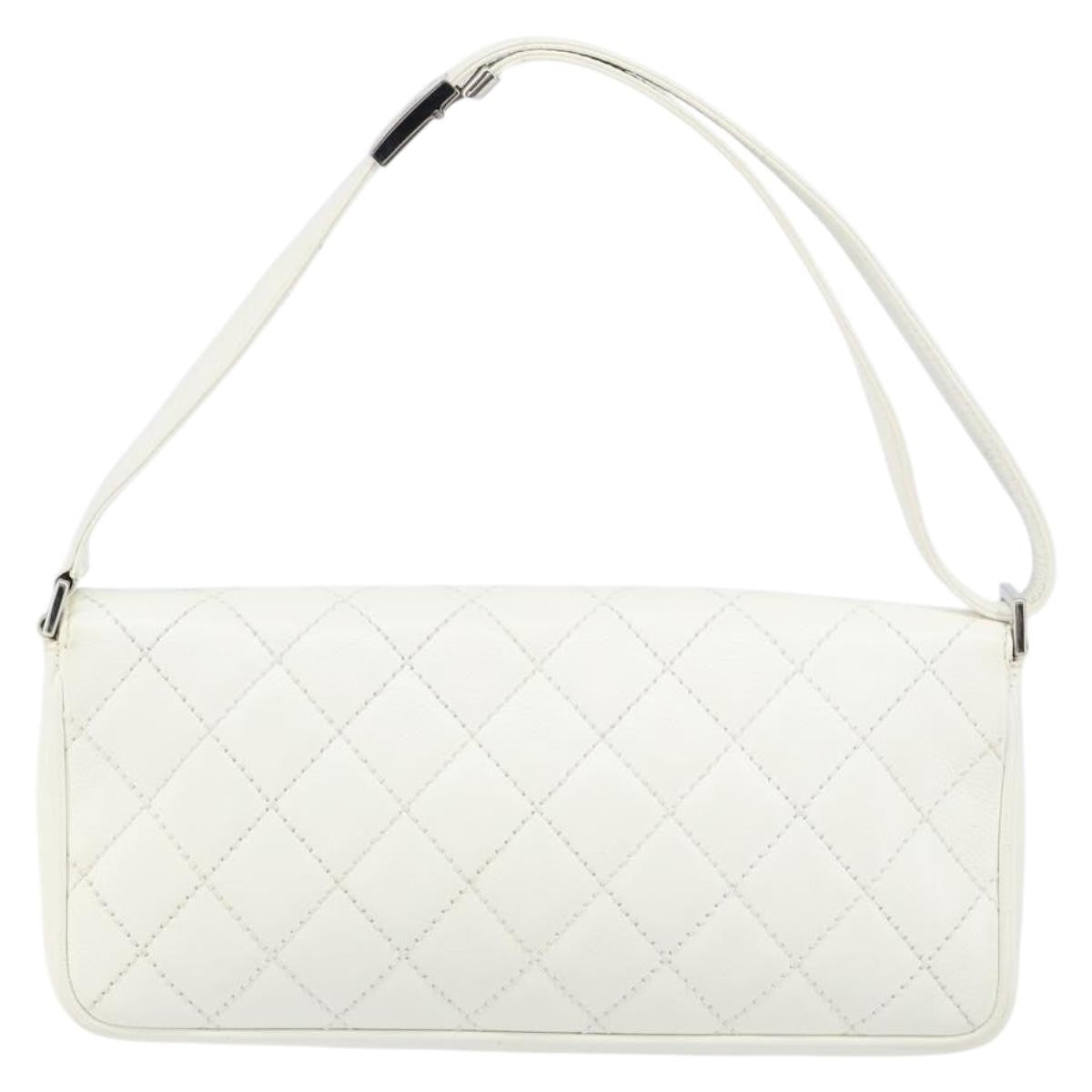 Chanel Vintage Timeless Cc Adjustable Shoulder Bag Quilted Calfskin White Leather Shoulder Bag Bag (Authentic Pre-Loved)