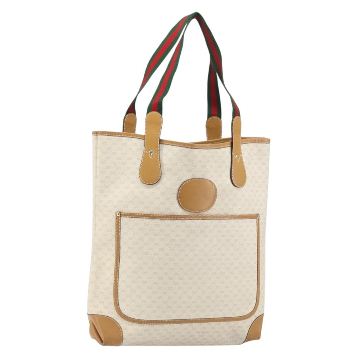 Gucci Vintage Tote Canvas White Pvc Tote Bag Bag (Pre-Loved)