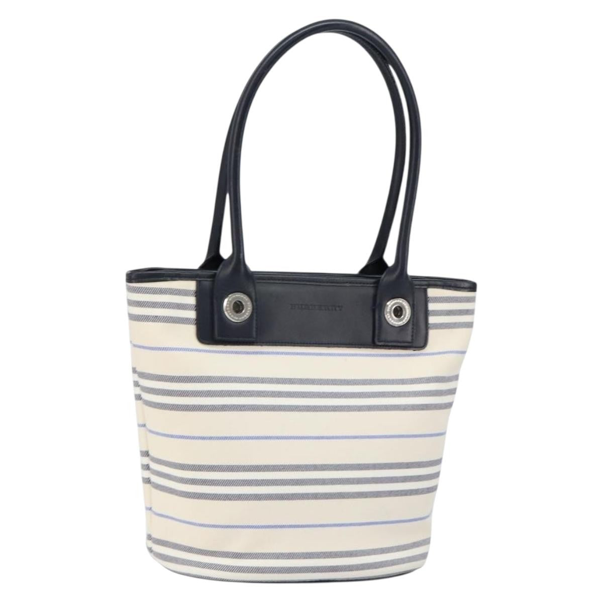Burberry Blue Label Tote Bag Canvas White Canvas Tote Bag Bag (Pre-Loved)