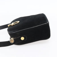 Salvatore Ferragamo Gancini Shoulder Bag Suede Black Suede Shoulder Bag Bag (Pre-Loved)