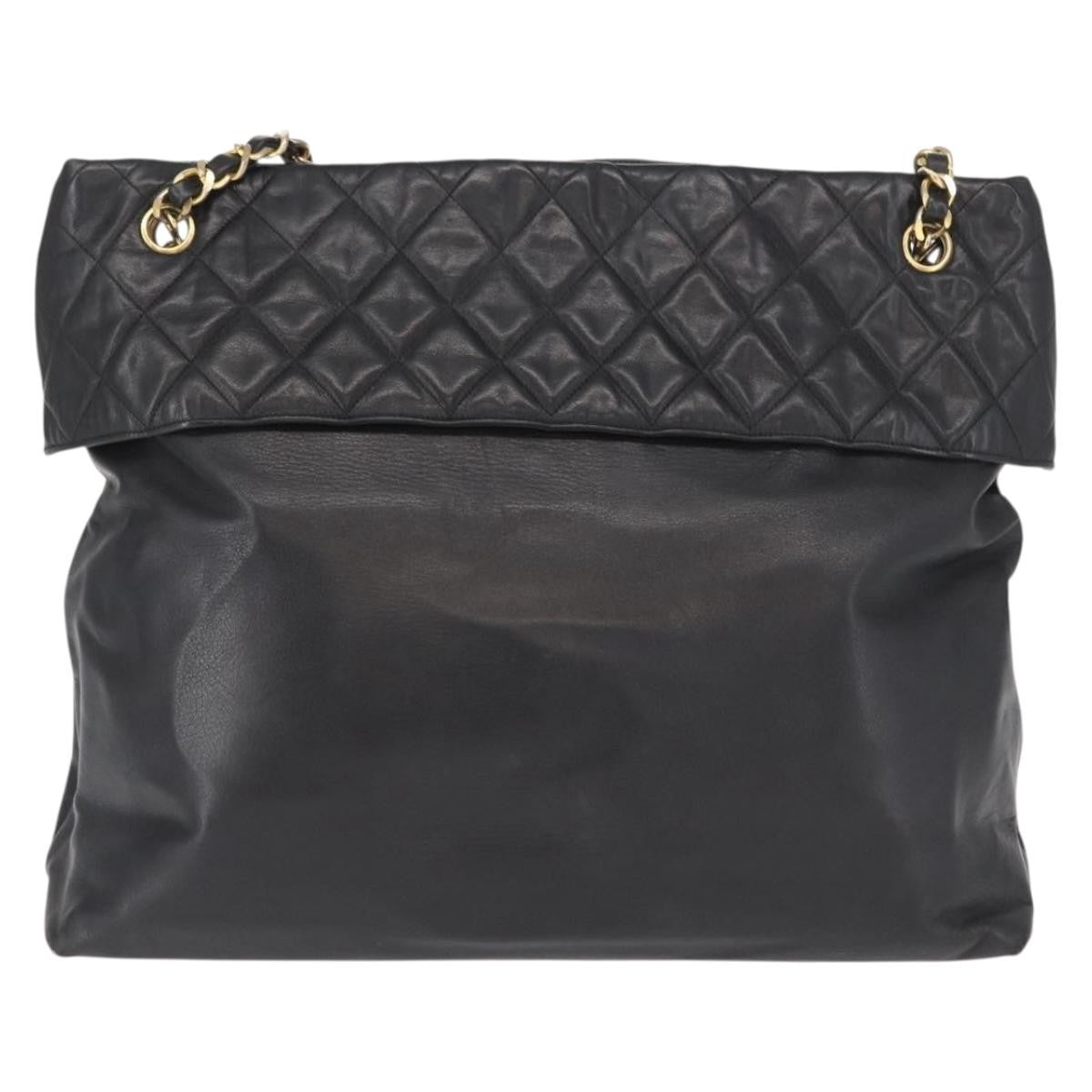 Chanel Chain Tote Leather Black Leather Handbag (Authentic Pre-Loved)