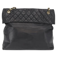 Chanel Chain Tote Leather Black Leather Handbag (Authentic Pre-Loved)