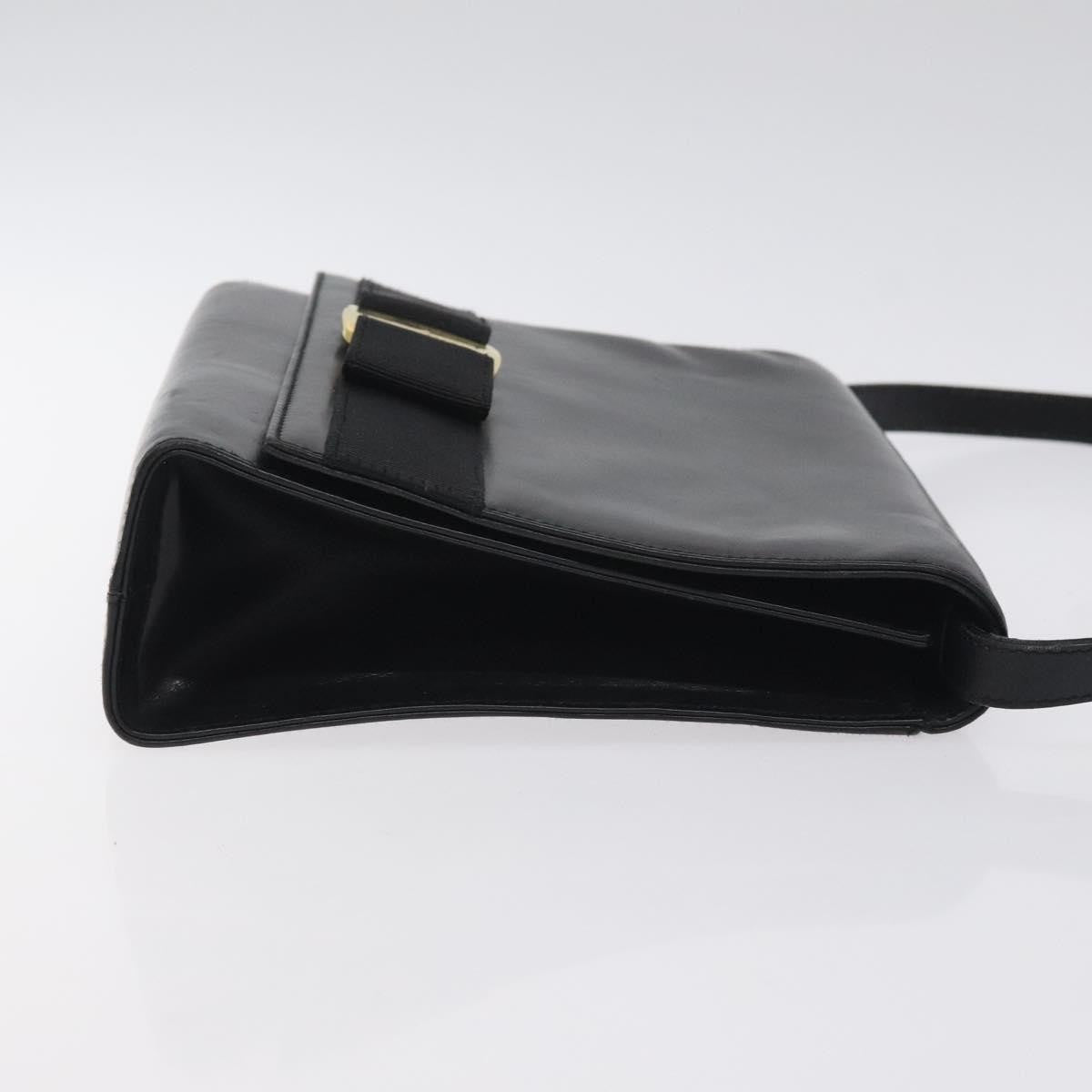 Salvatore Ferragamo Vara Shoulder Bag Leather Black Leather Shoulder Bag Bag (Authentic Pre-Loved)
