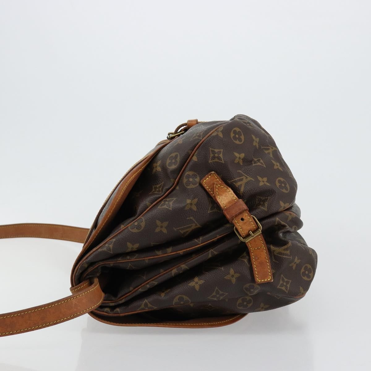 Louis Vuitton Saumur Handbag Monogram Canvas Brown Canvas Shoulder Bag Bag (Pre-Loved)