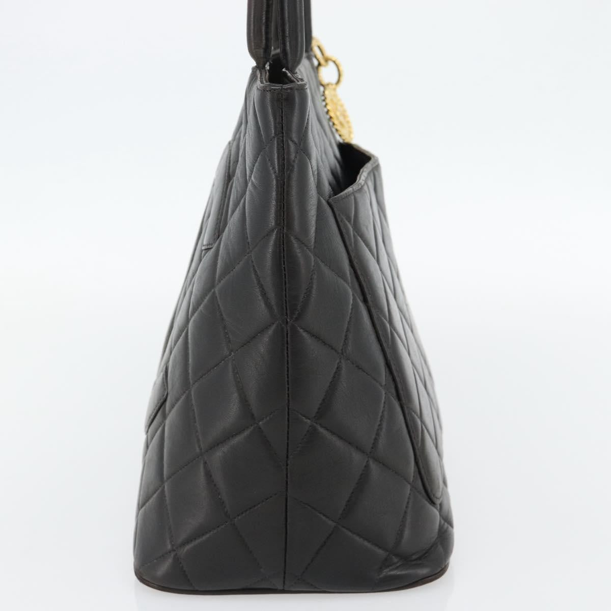 Chanel Matelassé Lambskin Leather Black Leather Tote Bag Bag (Pre-Loved)