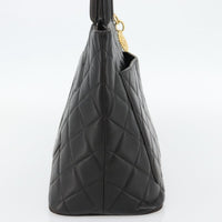 Chanel Matelassé Lambskin Leather Black Leather Tote Bag Bag (Pre-Loved)