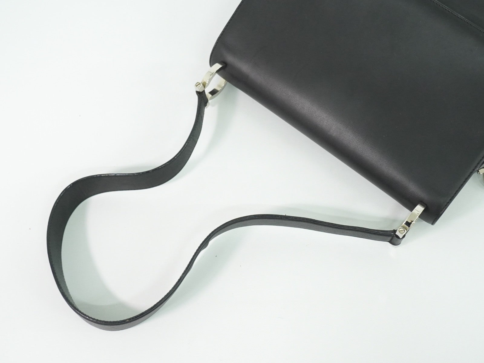 Salvatore Ferragamo Gancini Shoulder Bag Leather Black Leather Shoulder Bag Bag (Authentic Pre-Loved)