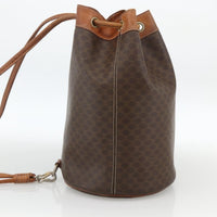 Celine Vintage Macadam Backpack Canvas And Leather Brown Canvas Backpack Bag (Pre-Loved)
