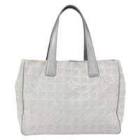 Chanel Travel Line Tote Nylon Silver Nylon Tote Bag Bag (Authentic Pre-Loved)