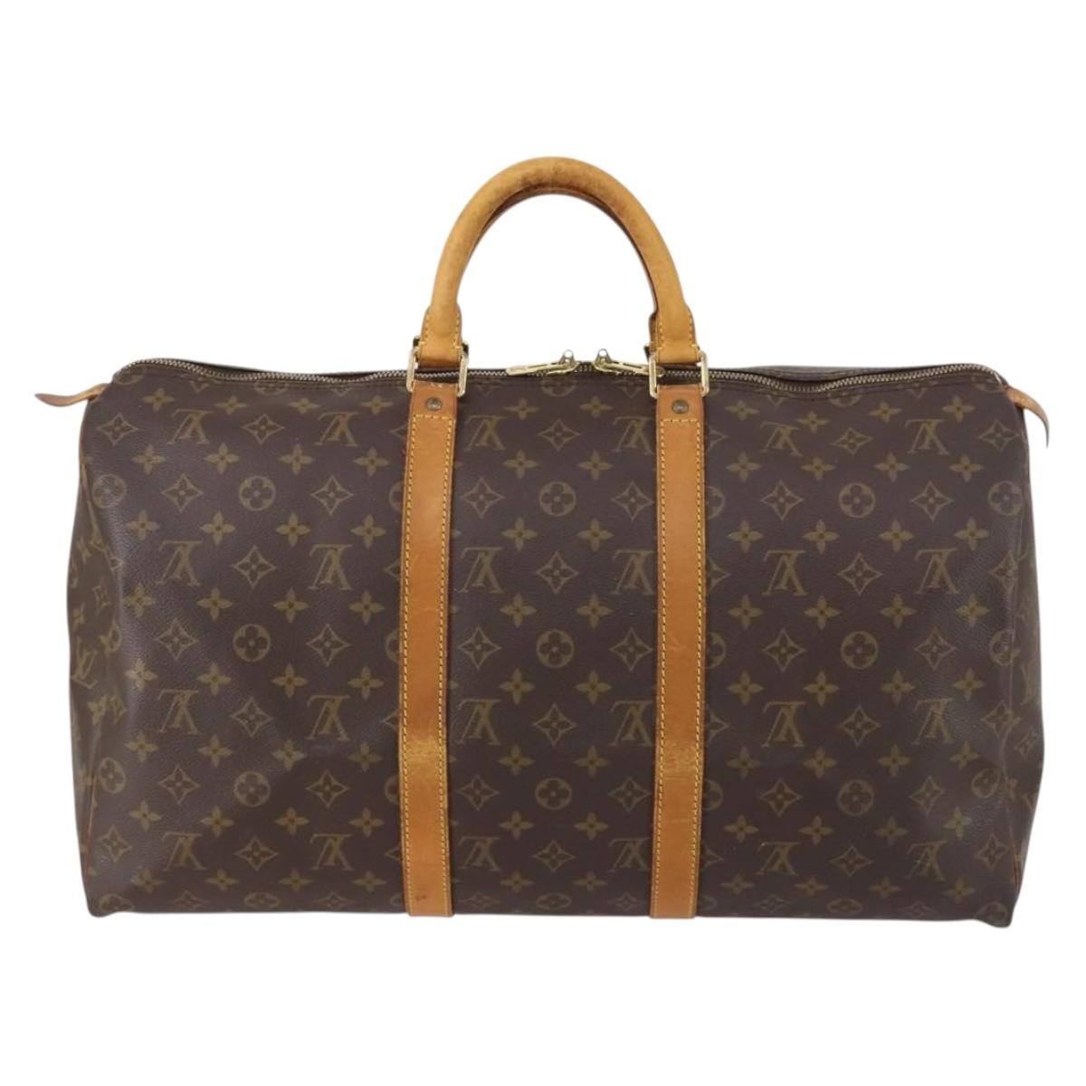 Louis Vuitton Keepall Bag Monogram Canvas Brown Canvas Travel Bag Bag (Authentic Pre-Loved)