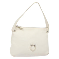Salvatore Ferragamo Gancini Shoulder Bag Leather White Leather Shoulder Bag Bag (Authentic Pre-Loved)