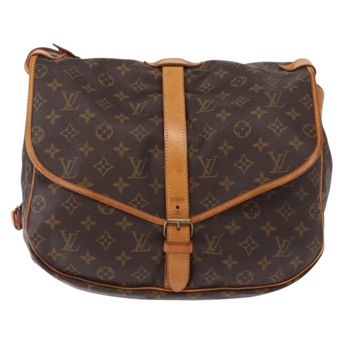 Louis Vuitton Saumur Handbag Monogram Canvas Brown Canvas Shoulder Bag Bag (Pre-Loved)