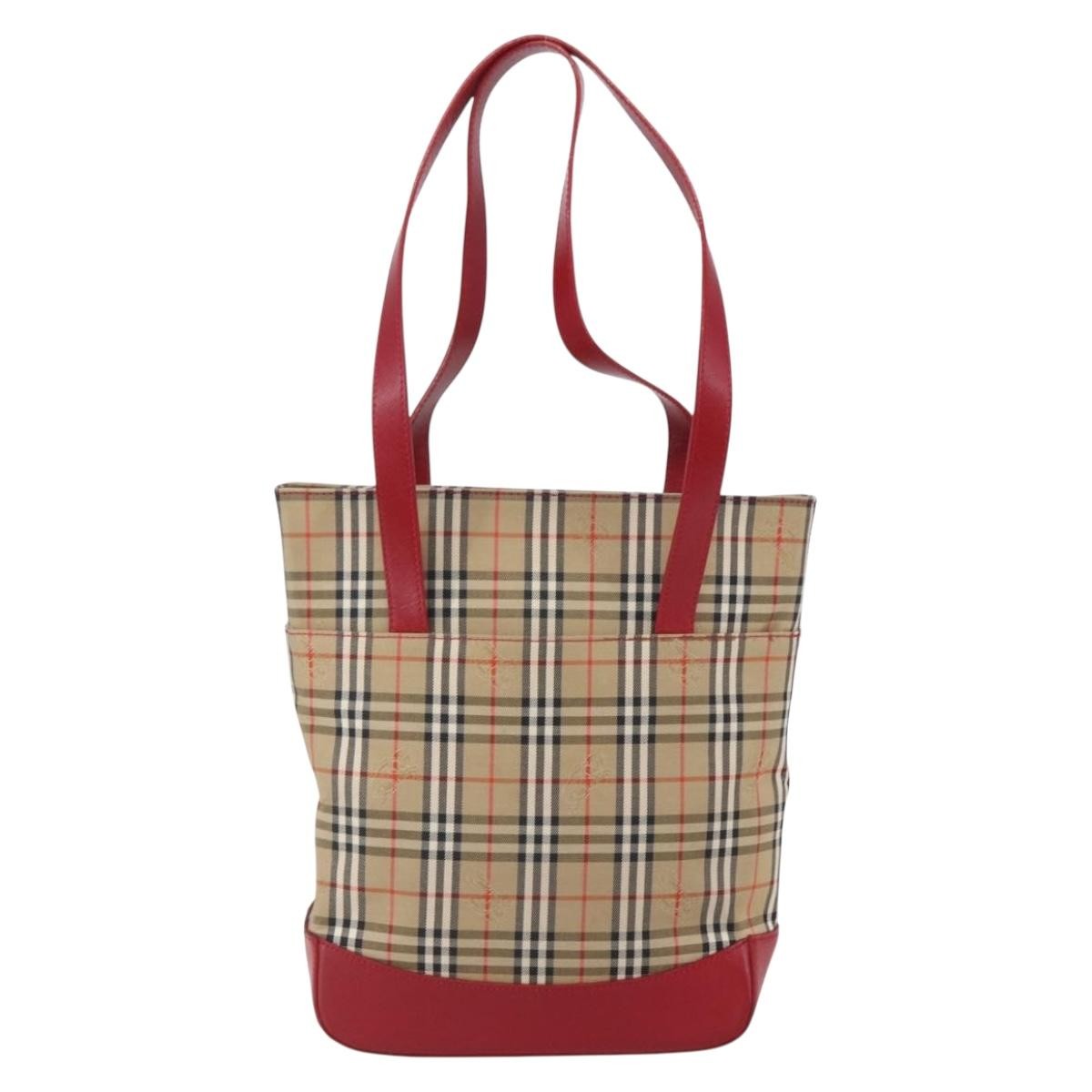 Burberry Nova Check Tote Canvas Check Pattern Beige Canvas Tote Bag Bag (Authentic Pre-Loved)