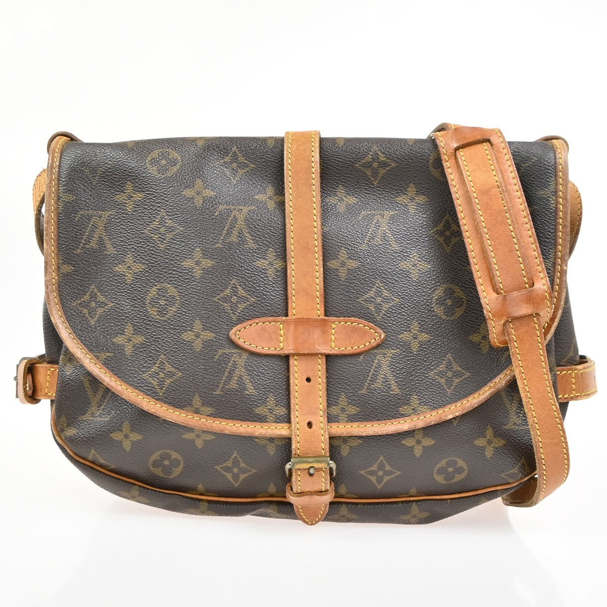 Louis Vuitton Saumur Handbag Monogram Canvas Brown Canvas Shoulder Bag Bag (Pre-Loved)