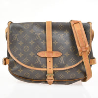Louis Vuitton Saumur Handbag Monogram Canvas Brown Canvas Shoulder Bag Bag (Pre-Loved)