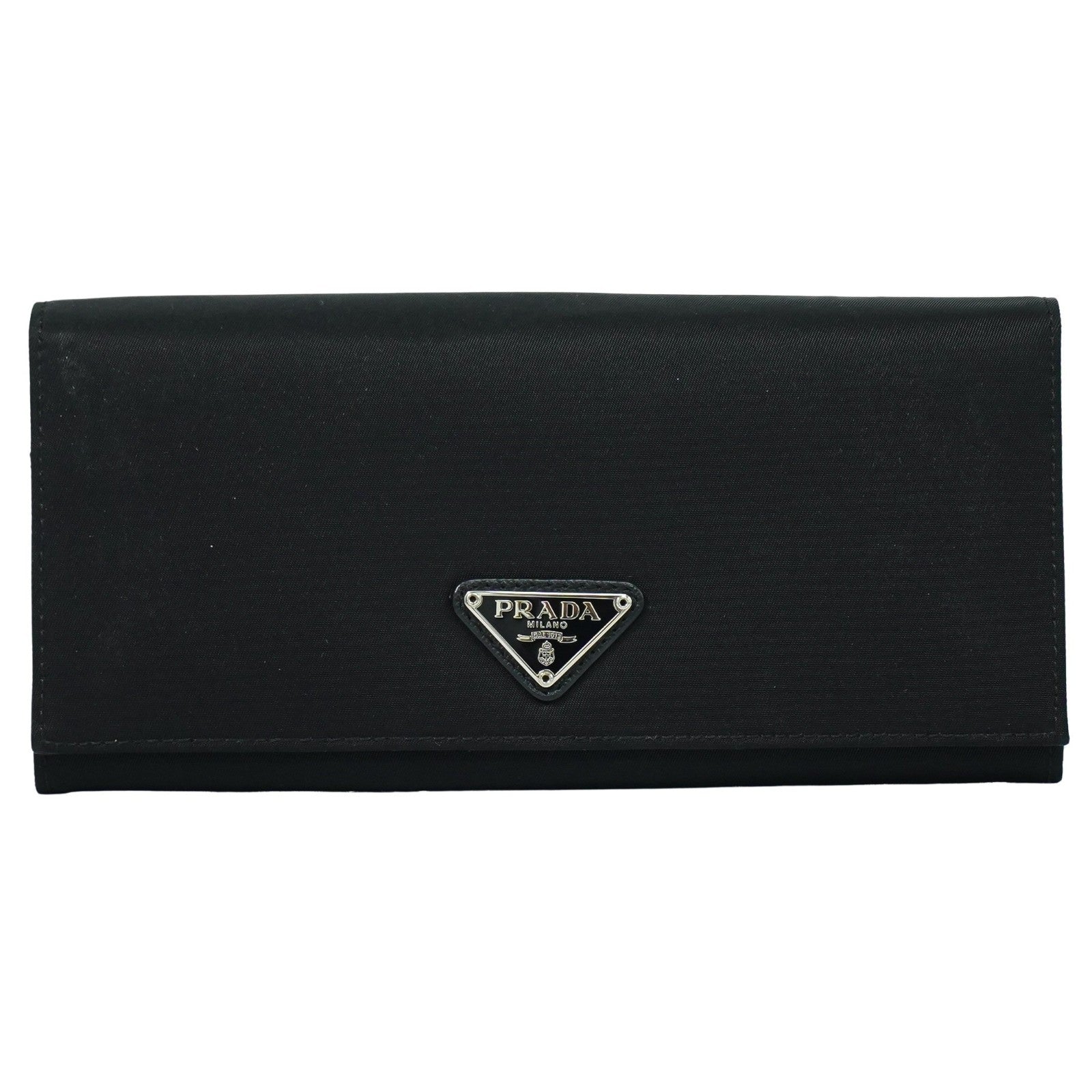 Prada Continental Wallet Tessuto Black Nylon Wallets Accessory (Authentic Pre-Loved)