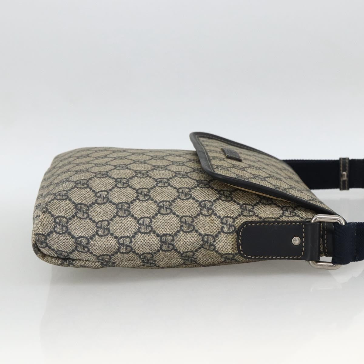 Gucci Flap Messenger Gg Coated Canvas Navy Canvas Shoulder Bag Bag (Authentic Pre-Loved)