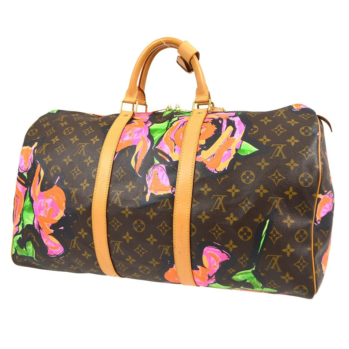 Louis Vuitton Keepall Bag Limited Edition Monogram Roses Brown Canvas Travel Bag Bag (Authentic Pre-Loved)