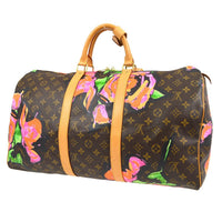 Louis Vuitton Keepall Bag Limited Edition Monogram Roses Brown Canvas Travel Bag Bag (Authentic Pre-Loved)