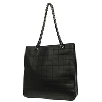 Chanel Chocolate Bar Cc Tote Quilted Leather Black Leather Tote Bag Bag (Authentic Pre-Loved)