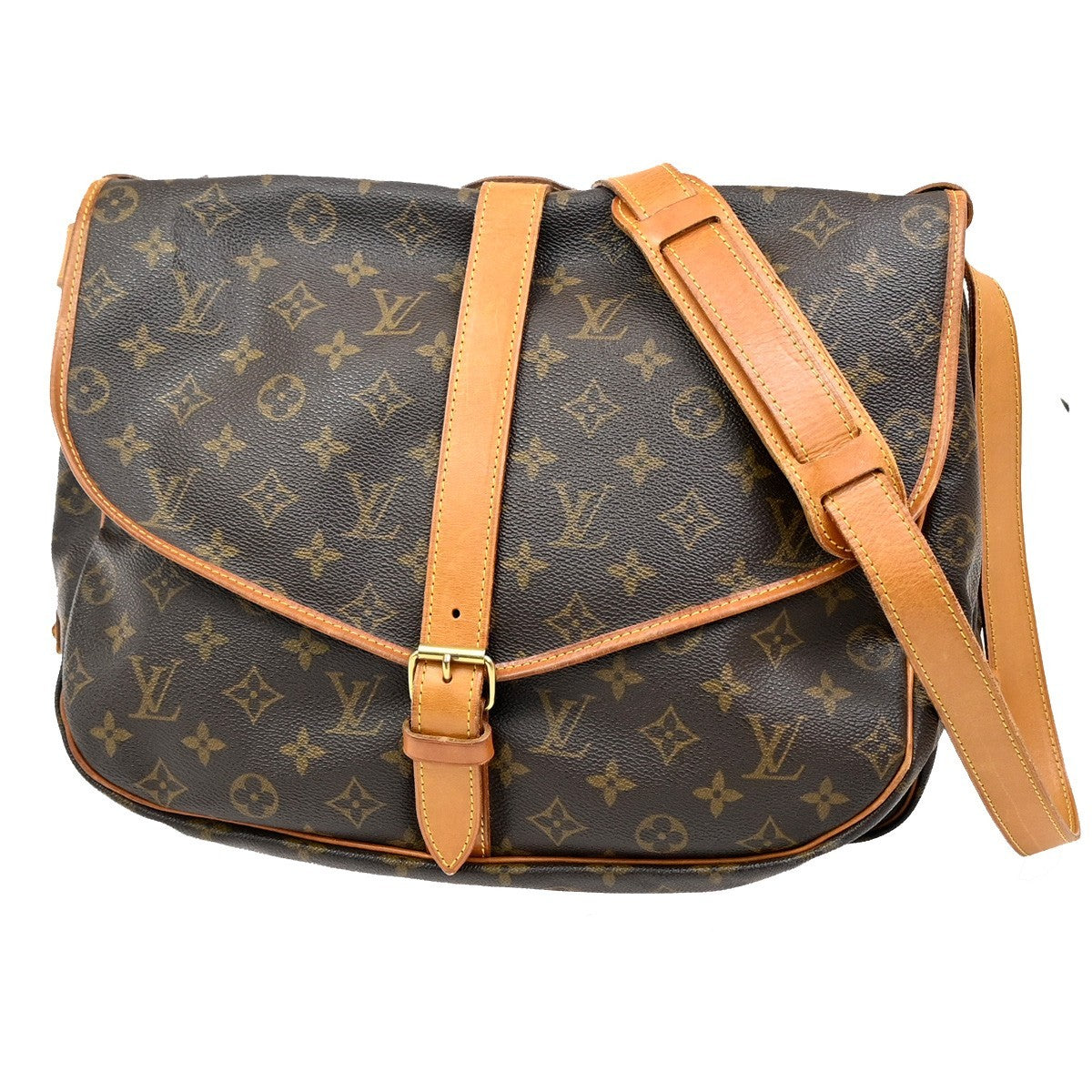 Louis Vuitton Saumur Handbag Monogram Canvas Brown Canvas Shoulder Bag Bag (Authentic Pre-Loved)