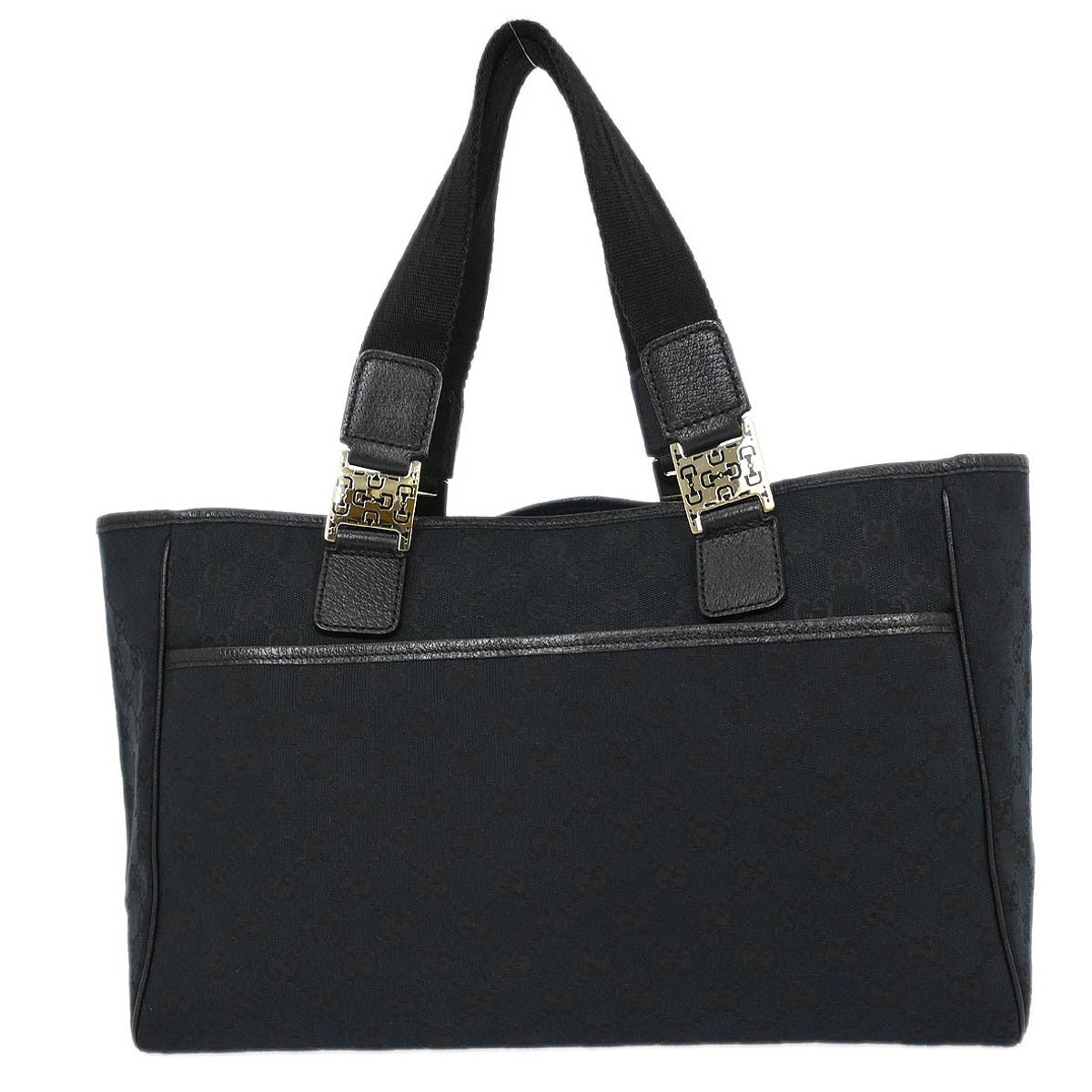 Gucci Web Handle Buckle Tote Gg Canvas Black Canvas Tote Bag Bag (Pre-Loved)