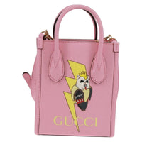 Gucci Vertical Tote Printed Leather Pink Leather Tote Bag Bag (Authentic Pre-Loved)