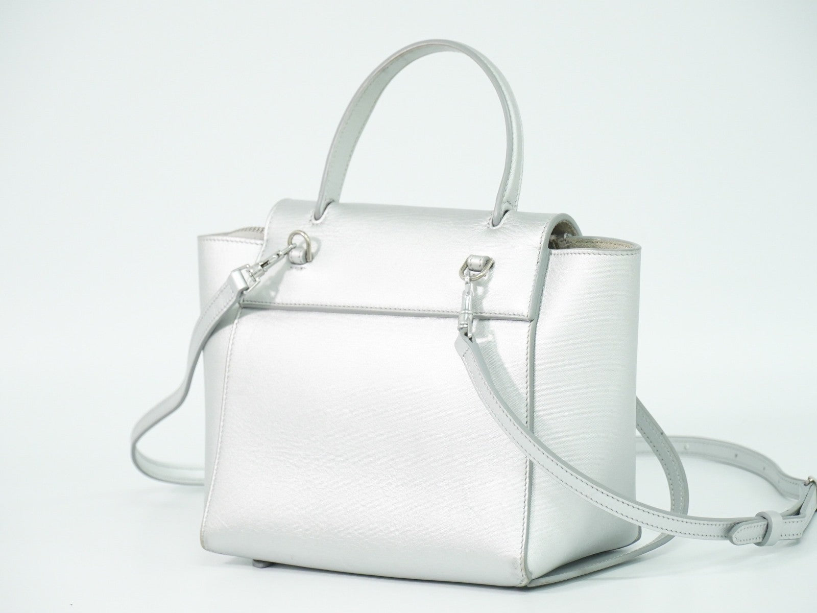 Celine Belt Bag Textured Leather Silver Leather Handbag (Authentic Pre-Loved)