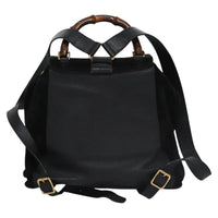 Gucci Vintage Bamboo Backpack Suede Black Suede Backpack Bag (Authentic Pre-Loved)