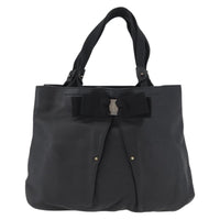 Salvatore Ferragamo Vala Tote Leather Black Leather Tote Bag Bag (Authentic Pre-Loved)