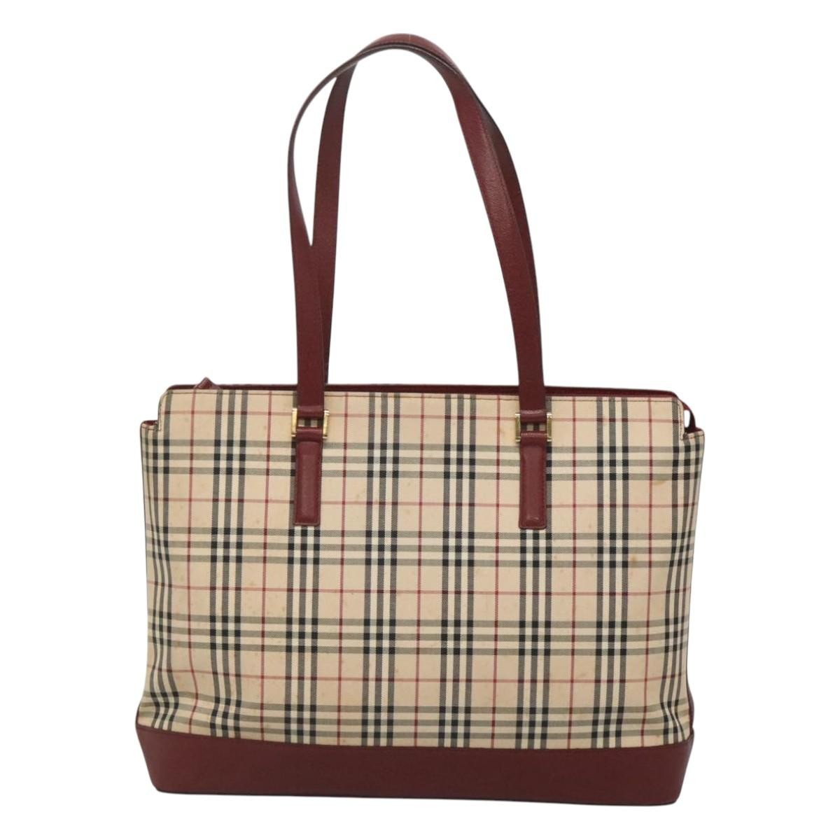 Burberry Nova Check Tote Canvas And Leather Beige Canvas Tote Bag Bag (Pre-Loved)