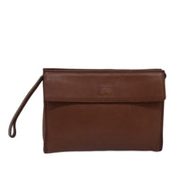 Burberry Vintage Pouch Leather Brown Leather Clutche & Pouche Bag (Authentic Pre-Loved)