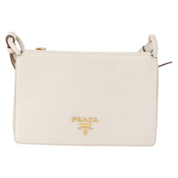 Prada Flap Crossbody Bag Vitello Daino White Leather Shoulder Bag Bag (Pre-Loved)