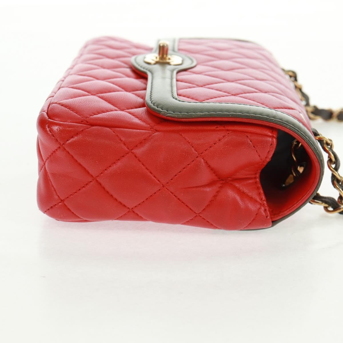Chanel Two Tone Flap Bag Quilted Lambskin Red Leather Shoulder Bag Bag (Pre-Loved)