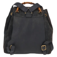 Gucci Vintage Bamboo Backpack Suede Navy Suede Backpack Bag (Authentic Pre-Loved)