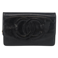 Chanel Vintage Cc Wallet On Chain Patent Black Patent_Leather Shoulder Bag Bag (Pre-Loved)