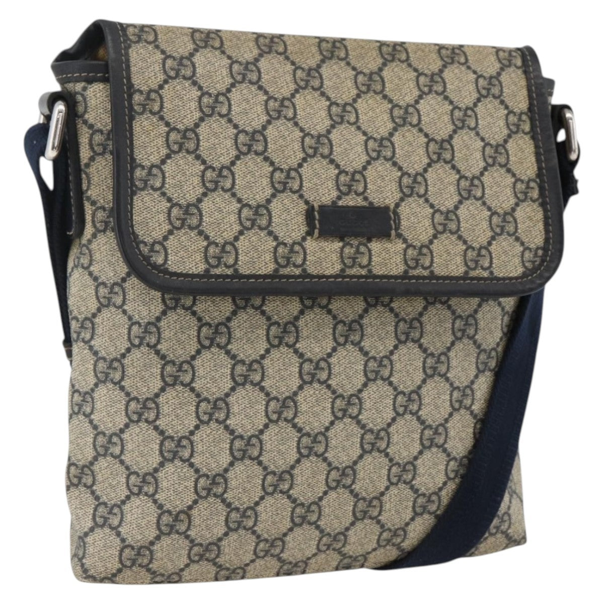 Gucci Flap Messenger Gg Coated Canvas Navy Canvas Shoulder Bag Bag (Authentic Pre-Loved)