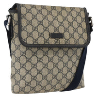 Gucci Flap Messenger Gg Coated Canvas Navy Canvas Shoulder Bag Bag (Authentic Pre-Loved)