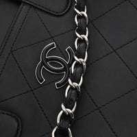 Chanel Covered Cc Shopping Tote Stitched Calfskin Black Leather Tote Bag Bag (Pre-Loved)
