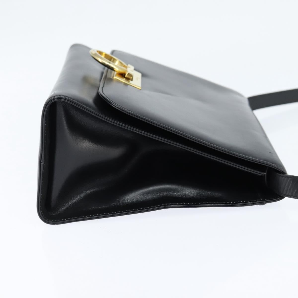 Salvatore Ferragamo Gancini Flap Shoulder Bag Leather Black Leather Shoulder Bag Bag (Authentic Pre-Loved)