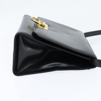 Salvatore Ferragamo Gancini Flap Shoulder Bag Leather Black Leather Shoulder Bag Bag (Authentic Pre-Loved)