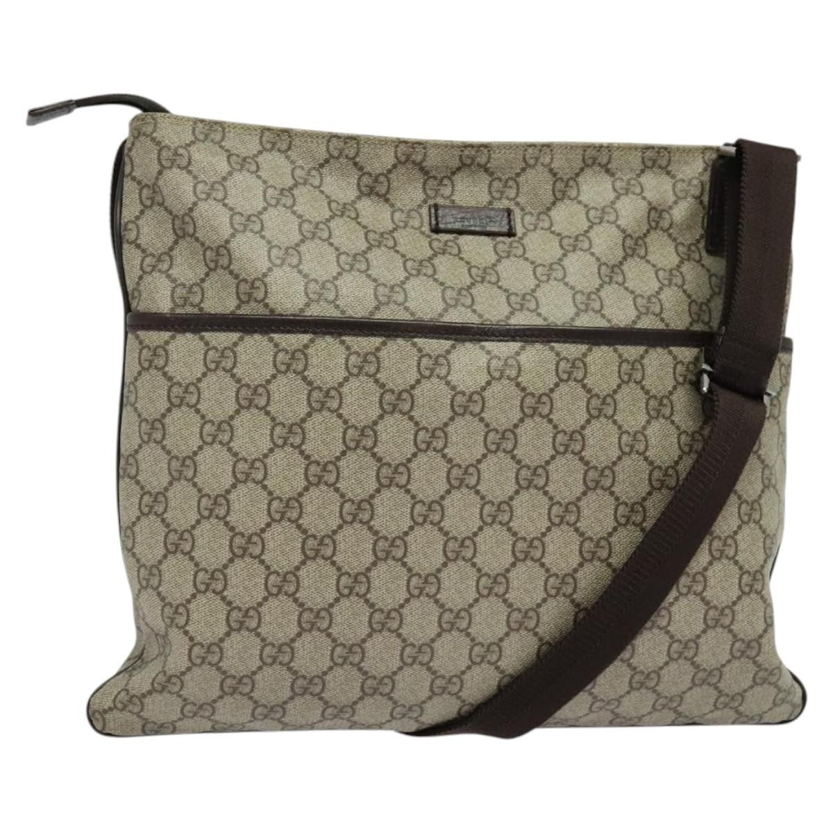 Gucci Zip Top Messenger Bag Gg Coated Canvas Beige Canvas Shoulder Bag Bag (Authentic Pre-Loved)