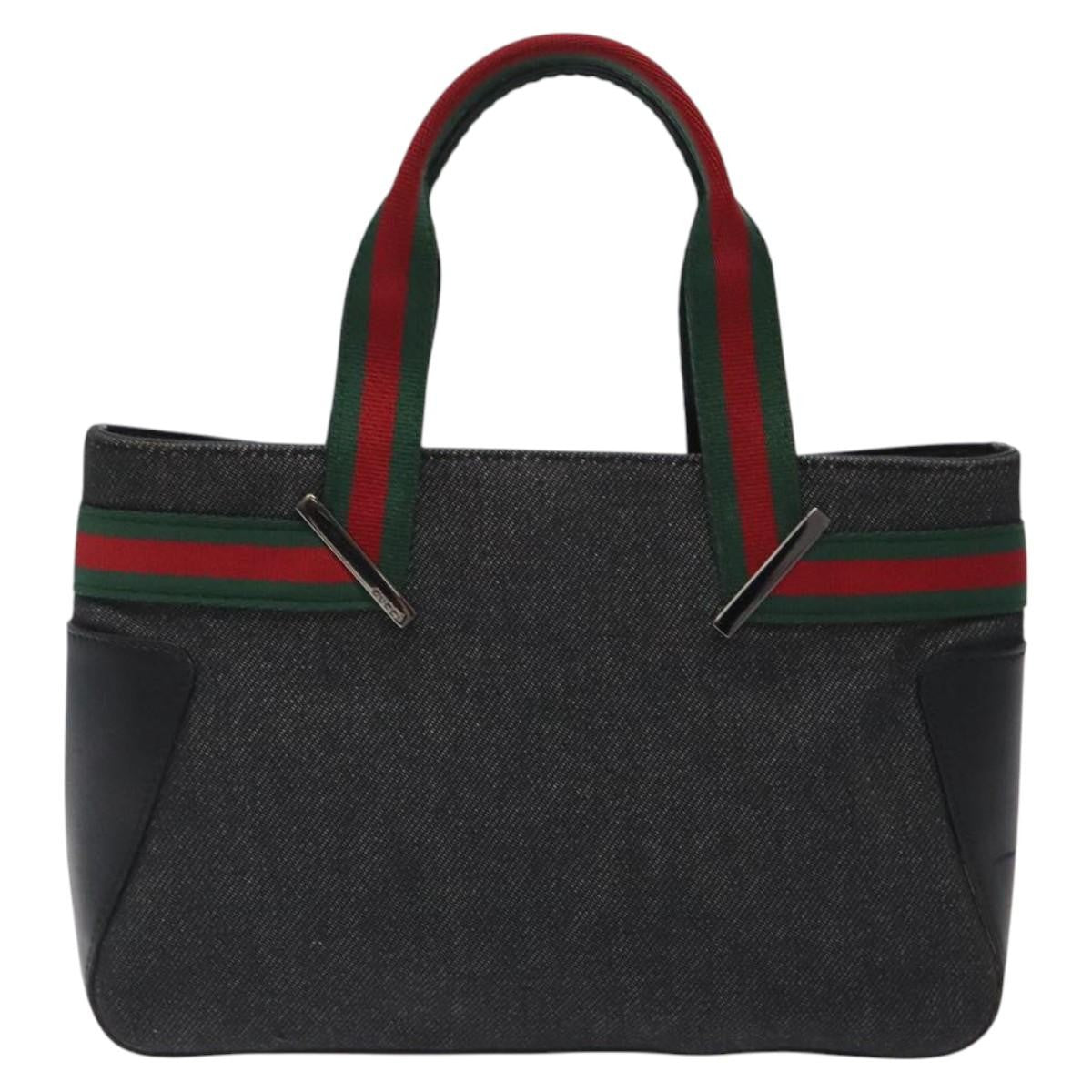 Gucci Vintage Tote Canvas Black Canvas Tote Bag Bag (Pre-Loved)