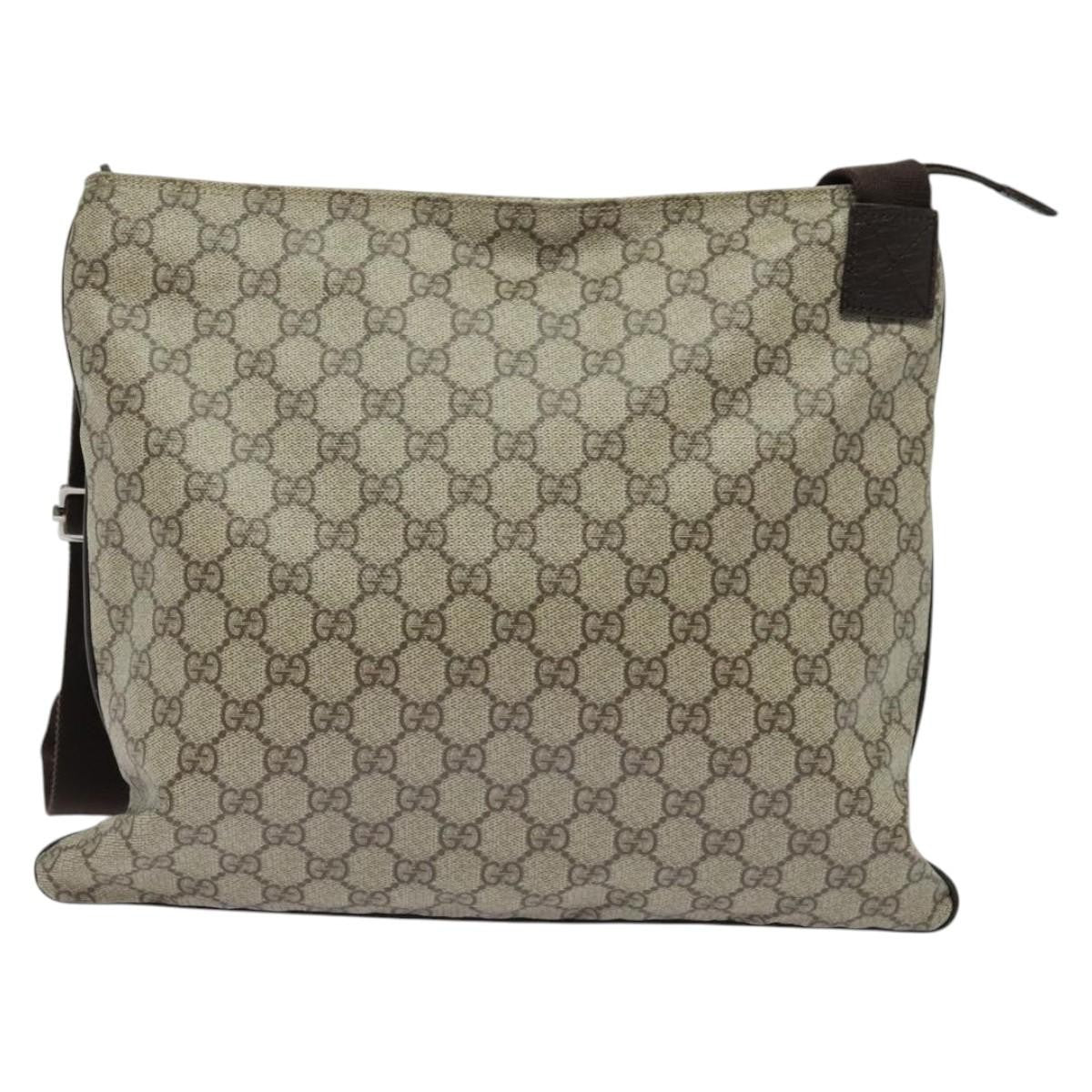 Gucci Zip Top Messenger Bag Gg Coated Canvas Beige Canvas Shoulder Bag Bag (Authentic Pre-Loved)